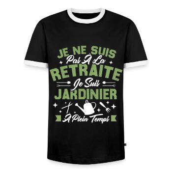 Je Ne Suis Pas À La Retraite Je Suis Jardinier - T-shirt contrasté Homme - noir/blanc - Devant - AI Model Female 172 light (172cm) & AI Model Male 178 light (178cm)