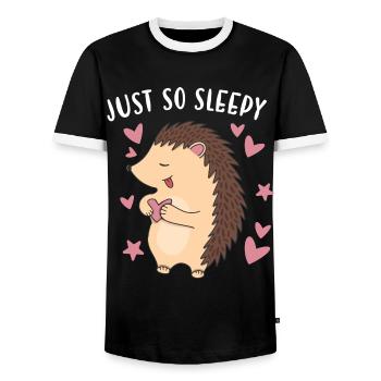 Hedgie Just So Sleepy Hedgehog - Männer Kontrast-T-Shirt - Schwarz/Weiß - Vorne - AI Model Female 172 light (172cm) & AI Model Male 178 light (178cm)