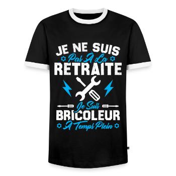 Pas à la retraite je suis bricoleur à temps plein - T-shirt contrasté Homme - noir/blanc - Devant - AI Model Female 172 light (172cm) & AI Model Male 178 light (178cm)