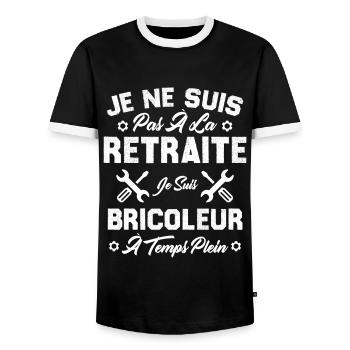Pas à la retraite je suis bricoleur à temps plein - T-shirt contrasté Homme - noir/blanc - Devant - AI Model Female 172 light (172cm) & AI Model Male 178 light (178cm)