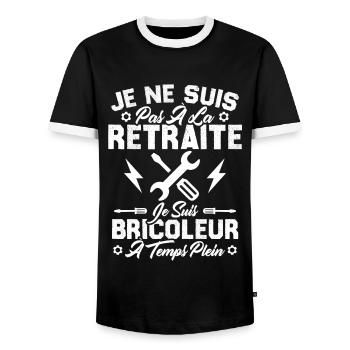 Pas à la retraite je suis bricoleur à temps plein - T-shirt contrasté Homme - noir/blanc - Devant - AI Model Female 172 light (172cm) & AI Model Male 178 light (178cm)