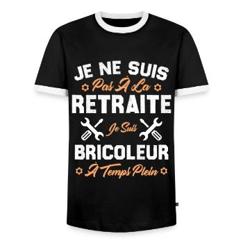 Pas à la retraite je suis bricoleur à temps plein - T-shirt contrasté Homme - noir/blanc - Devant - AI Model Female 172 light (172cm) & AI Model Male 178 light (178cm)
