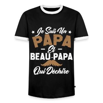 Je suis un papa et beau papa qui déchire - T-shirt contrasté Homme - noir/blanc - Devant - AI Model Female 172 light (172cm) & AI Model Male 178 light (178cm)