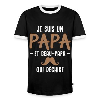 Je suis un papa et beau papa qui déchire - T-shirt contrasté Homme - noir/blanc - Devant - AI Model Female 172 light (172cm) & AI Model Male 178 light (178cm)