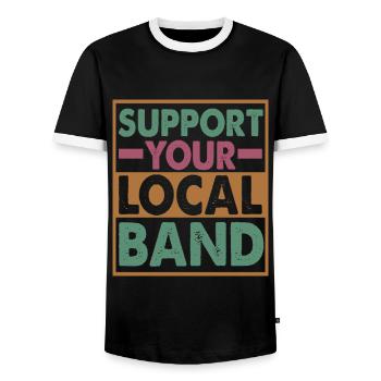 Support Your Local Band - Musician - Music - Men's Ringer Shirt - black/white - Front - AI Model Female 172 light (172cm) & AI Model Male 178 light (178cm)