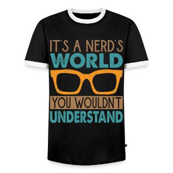 It's A Nerd's World You Wouldn't Understand - Men's Ringer Shirt - black/white - Front - AI Model Female 172 light (172cm) & AI Model Male 178 light (178cm)