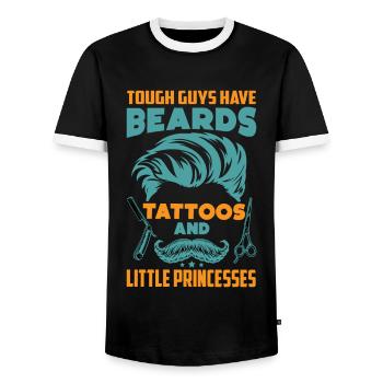 Tough Guys Have Beards Tattoos - Funny - Männer Kontrast-T-Shirt - Schwarz/Weiß - Vorne - AI Model Female 172 light (172cm) & AI Model Male 178 light (178cm)