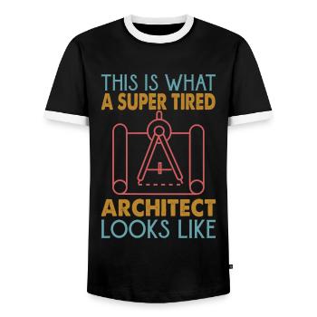 Voici à quoi ressemble un architecte super fatigué - T-shirt contrasté Homme - noir/blanc - Devant - AI Model Female 172 light (172cm) & AI Model Male 178 light (178cm)