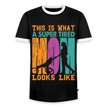 Voici à quoi ressemble une maman super fatiguée - T-shirt contrasté Homme - noir/blanc - Devant - AI Model Female 172 light (172cm) & AI Model Male 178 light (178cm)