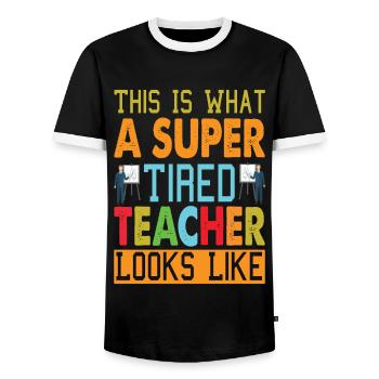 Voici à quoi ressemble un professeur super fatigué - T-shirt contrasté Homme - noir/blanc - Devant - AI Model Female 172 light (172cm) & AI Model Male 178 light (178cm)