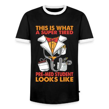 This Is What A Super Tired Pre-Med Student - Funny - Männer Kontrast-T-Shirt - Schwarz/Weiß - Vorne - AI Model Female 172 light (172cm) & AI Model Male 178 light (178cm)