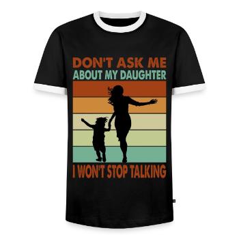 Ne me posez pas de questions sur ma fille - Funny Parent - T-shirt contrasté Homme - noir/blanc - Devant - AI Model Female 172 light (172cm) & AI Model Male 178 light (178cm)