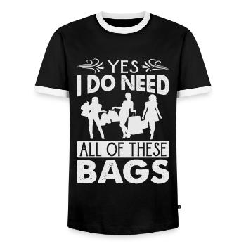 Yes I Do Need All Of These Bags - Shopper - Männer Kontrast-T-Shirt - Schwarz/Weiß - Vorne - AI Model Female 172 light (172cm) & AI Model Male 178 light (178cm)