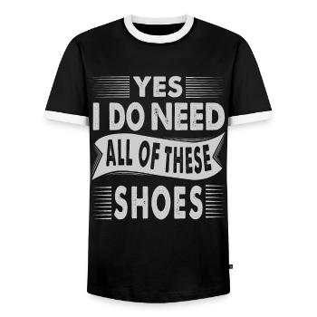 Yes I Do Need All Of These Shoes - Shopper - Männer Kontrast-T-Shirt - Schwarz/Weiß - Vorne - AI Model Female 172 light (172cm) & AI Model Male 178 light (178cm)
