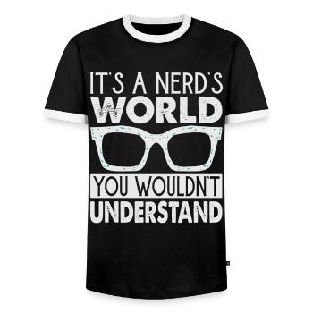 It's A Nerd's World You Wouldn't Understand - Men's Ringer Shirt - black/white - Front - AI Model Female 172 light (172cm) & AI Model Male 178 light (178cm)
