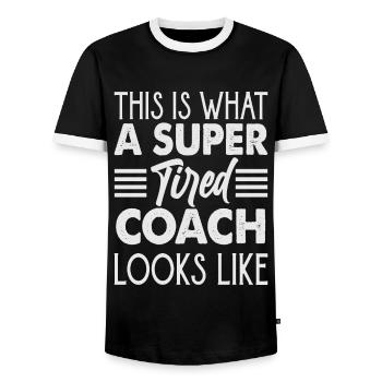 Voici à quoi ressemble un entraîneur super fatigué - T-shirt contrasté Homme - noir/blanc - Devant - AI Model Female 172 light (172cm) & AI Model Male 178 light (178cm)