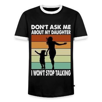 Ne me posez pas de questions sur ma fille - Funny Parent - T-shirt contrasté Homme - noir/blanc - Devant - AI Model Female 172 light (172cm) & AI Model Male 178 light (178cm)