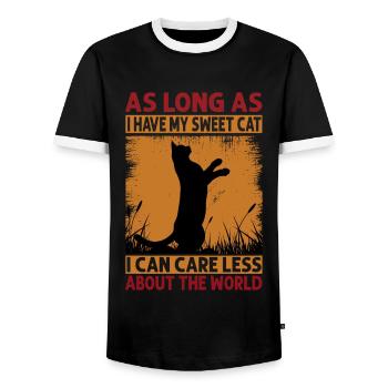 As Long As I Have My Sweet Cat I Can Care Less - Männer Kontrast-T-Shirt - Schwarz/Weiß - Vorne - AI Model Female 172 light (172cm) & AI Model Male 178 light (178cm)