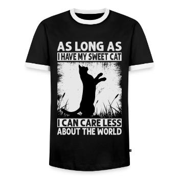As Long As I Have My Sweet Cat I Can Care Less - Männer Kontrast-T-Shirt - Schwarz/Weiß - Vorne - AI Model Female 172 light (172cm) & AI Model Male 178 light (178cm)