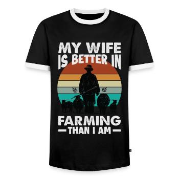Ma femme est meilleure dans l’agriculture que moi - agricultrice - - T-shirt contrasté Homme - noir/blanc - Devant - AI Model Female 172 light (172cm) & AI Model Male 178 light (178cm)