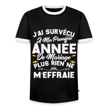 Humour Cadeau Ma Première Année De Mariage - T-shirt contrasté Homme - noir/blanc - Devant - AI Model Female 172 light (172cm) & AI Model Male 178 light (178cm)