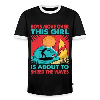 Les garçons se déplacent sur Cette fille est sur le point de déchiqueter le wav - T-shirt contrasté Homme - noir/blanc - Devant - AI Model Female 172 light (172cm) & AI Model Male 178 light (178cm)