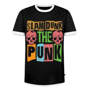 Slam Dunk The Punk - Gothic - Concert - Grunge - Men's Ringer Shirt - black/white - Front - AI Model Female 172 light (172cm) & AI Model Male 178 light (178cm)