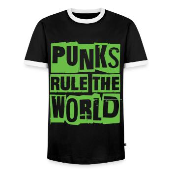 Punks Rule The World - Gothique - Concert - Grunge - T-shirt contrasté Homme - noir/blanc - Devant - AI Model Female 172 light (172cm) & AI Model Male 178 light (178cm)