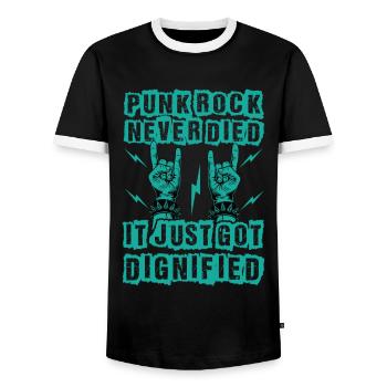 Punk Rock Never Died It Just Got Dignified - Gothi - Men's Ringer Shirt - black/white - Front - AI Model Female 172 light (172cm) & AI Model Male 178 light (178cm)