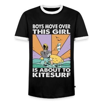 Les garçons se déplacent Cette fille est sur le point de faire du kitesurf - Su - T-shirt contrasté Homme - noir/blanc - Devant - AI Model Female 172 light (172cm) & AI Model Male 178 light (178cm)