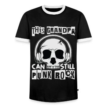 This Grandpa Can Still Punk Rock - Gothic - Concer - Men's Ringer Shirt - black/white - Front - AI Model Female 172 light (172cm) & AI Model Male 178 light (178cm)