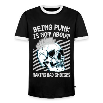 Being Punk Is Not About Making Bad Choices - Gothi - Men's Ringer Shirt - black/white - Front - AI Model Female 172 light (172cm) & AI Model Male 178 light (178cm)