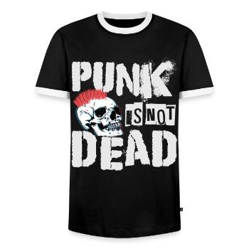 Punk Is Not Dead - Star Logo - Gothic Grunge - Con - Männer Kontrast-T-Shirt - Schwarz/Weiß - Vorne - AI Model Female 172 light (172cm) & AI Model Male 178 light (178cm)