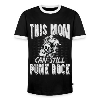 This Mom Can Still Punk Rock - Gothic - Concert - - Men's Ringer Shirt - black/white - Front - AI Model Female 172 light (172cm) & AI Model Male 178 light (178cm)