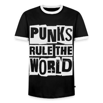 Punks Rule The World - Gothique - Concert - Grunge - T-shirt contrasté Homme - noir/blanc - Devant - AI Model Female 172 light (172cm) & AI Model Male 178 light (178cm)
