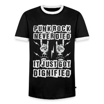 Punk Rock Never Died It Just Got Dignified - Gothi - Men's Ringer Shirt - black/white - Front - AI Model Female 172 light (172cm) & AI Model Male 178 light (178cm)