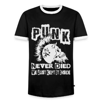 Punk Never Died We Just Kept It Inside - Gothic - - Men's Ringer Shirt - black/white - Front - AI Model Female 172 light (172cm) & AI Model Male 178 light (178cm)