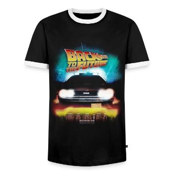 Zurück In Die Zukunft Destination Time Delorean - Männer Kontrast-T-Shirt - Schwarz/Weiß - Vorne - AI Model Female 172 light (172cm) & AI Model Male 178 light (178cm)