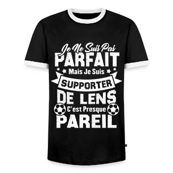 Je suis supporter de Lens, Idée cadeau football - T-shirt contrasté Homme - noir/blanc - Devant - AI Model Female 172 light (172cm) & AI Model Male 178 light (178cm)
