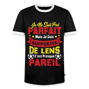 Je suis supporter de Lens, Idée cadeau football - T-shirt contrasté Homme - noir/blanc - Devant - AI Model Female 172 light (172cm) & AI Model Male 178 light (178cm)