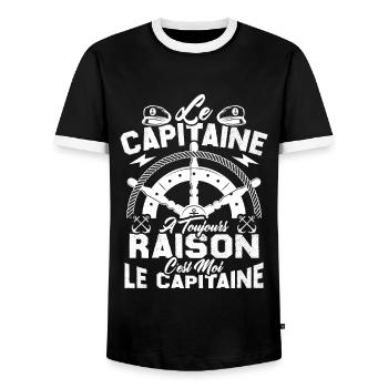 Le Capitaine A Toujours Raison C'est Moi Capitaine - T-shirt contrasté Homme - noir/blanc - Devant - AI Model Female 172 light (172cm) & AI Model Male 178 light (178cm)