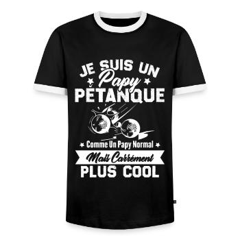 Un Papy Pétanque Comme Un Papy Normal - T-shirt contrasté Homme - noir/blanc - Devant - AI Model Female 172 light (172cm) & AI Model Male 178 light (178cm)