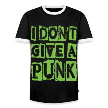 I Don’t Give A Punk - Gothique - Concert - Drôle - G - T-shirt contrasté Homme - noir/blanc - Devant - AI Model Female 172 light (172cm) & AI Model Male 178 light (178cm)