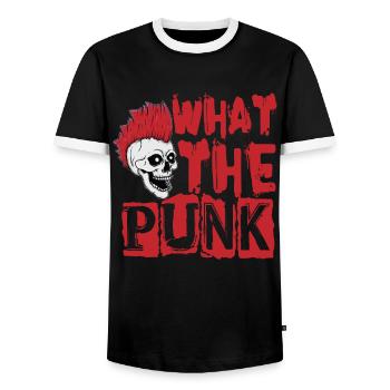 What The Punk - Gothique - Goth - Concert - Drôle - T-shirt contrasté Homme - noir/blanc - Devant - AI Model Female 172 light (172cm) & AI Model Male 178 light (178cm)