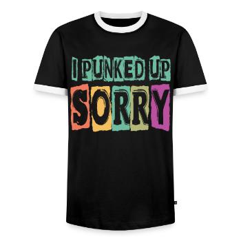J’ai punk up désolé! - Gothique - Drôle - Concert - Go - T-shirt contrasté Homme - noir/blanc - Devant - AI Model Female 172 light (172cm) & AI Model Male 178 light (178cm)