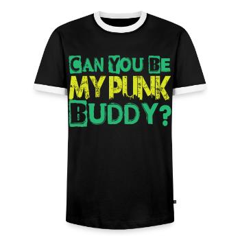 Pouvez-vous être mon copain punk? - Gothique - Gothique - Concer - T-shirt contrasté Homme - noir/blanc - Devant - AI Model Female 172 light (172cm) & AI Model Male 178 light (178cm)