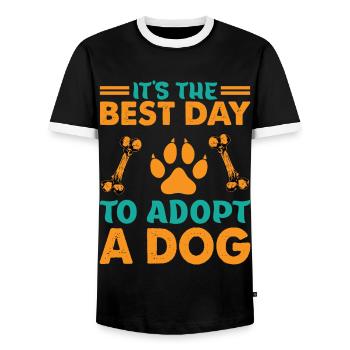 It's The Best Day To Adopt A Dog - Pets - Adoption - Men's Ringer Shirt - black/white - Front - AI Model Female 172 light (172cm) & AI Model Male 178 light (178cm)