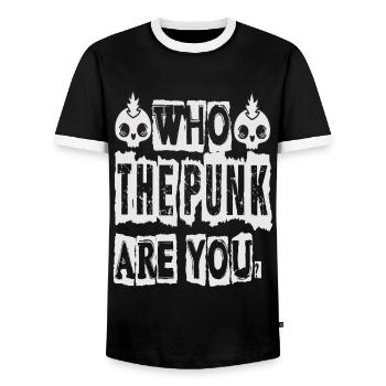 Qui êtes-vous le punk ? - Gothique - Gothique - Concert - T-shirt contrasté Homme - noir/blanc - Devant - AI Model Female 172 light (172cm) & AI Model Male 178 light (178cm)