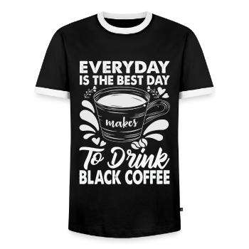 Everyday Is The Best Day To Drink Black Coffee - B - Männer Kontrast-T-Shirt - Schwarz/Weiß - Vorne - AI Model Female 172 light (172cm) & AI Model Male 178 light (178cm)
