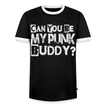 Pouvez-vous être mon copain punk? - Gothique - Gothique - Concer - T-shirt contrasté Homme - noir/blanc - Devant - AI Model Female 172 light (172cm) & AI Model Male 178 light (178cm)